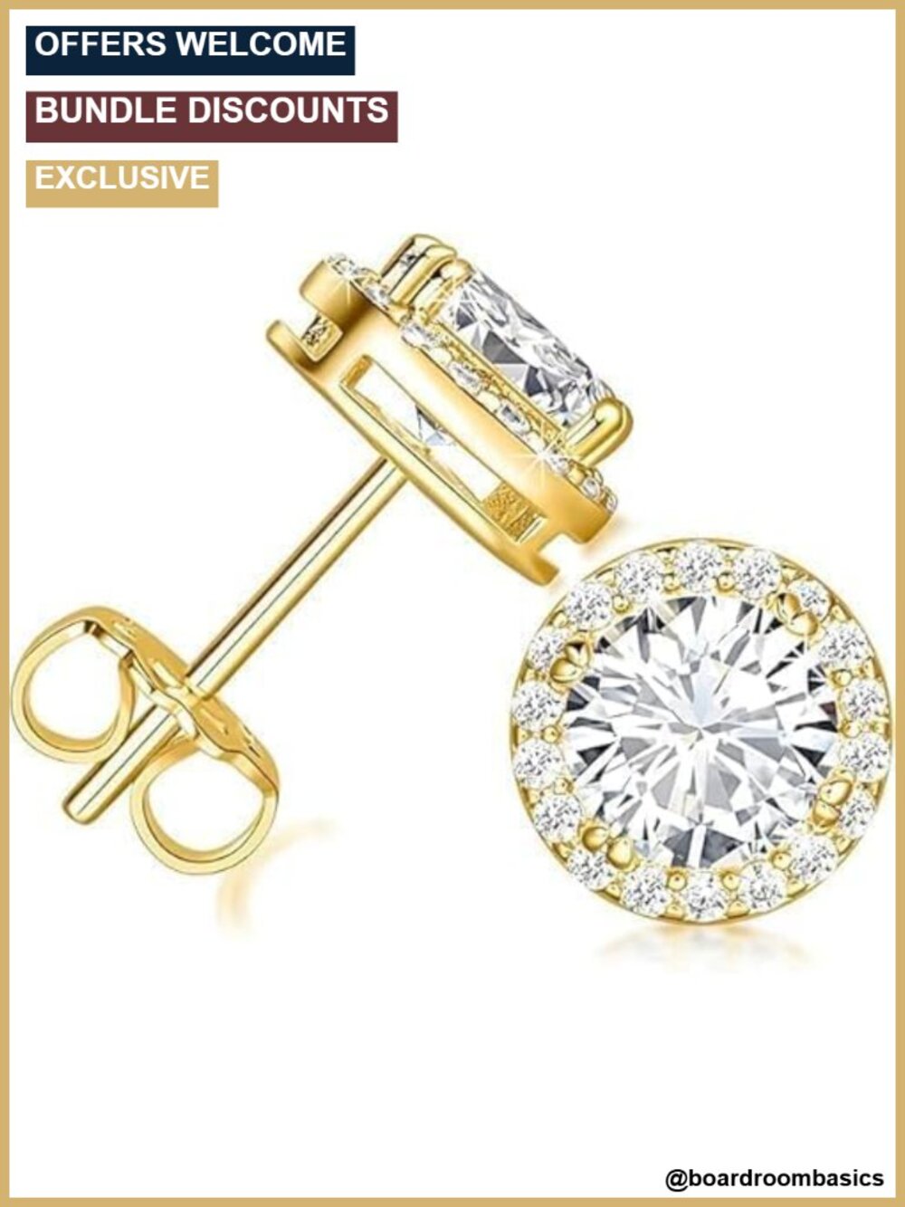 14K Gold Stud Earrings Hypoallergenic Cubic Zirconia Dainty